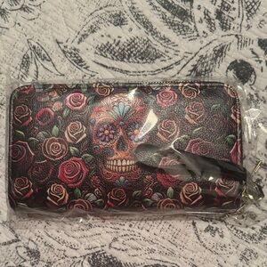 Brand New Colorful Skull and Roses Wallet/Wristlet